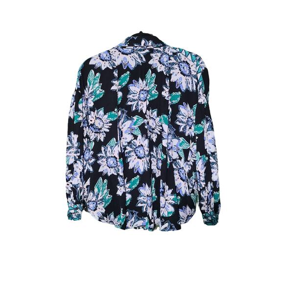 Free People Good Vibrations Blouse S Floral Oversized Boho Button Down Top - Picture 4 of 12
